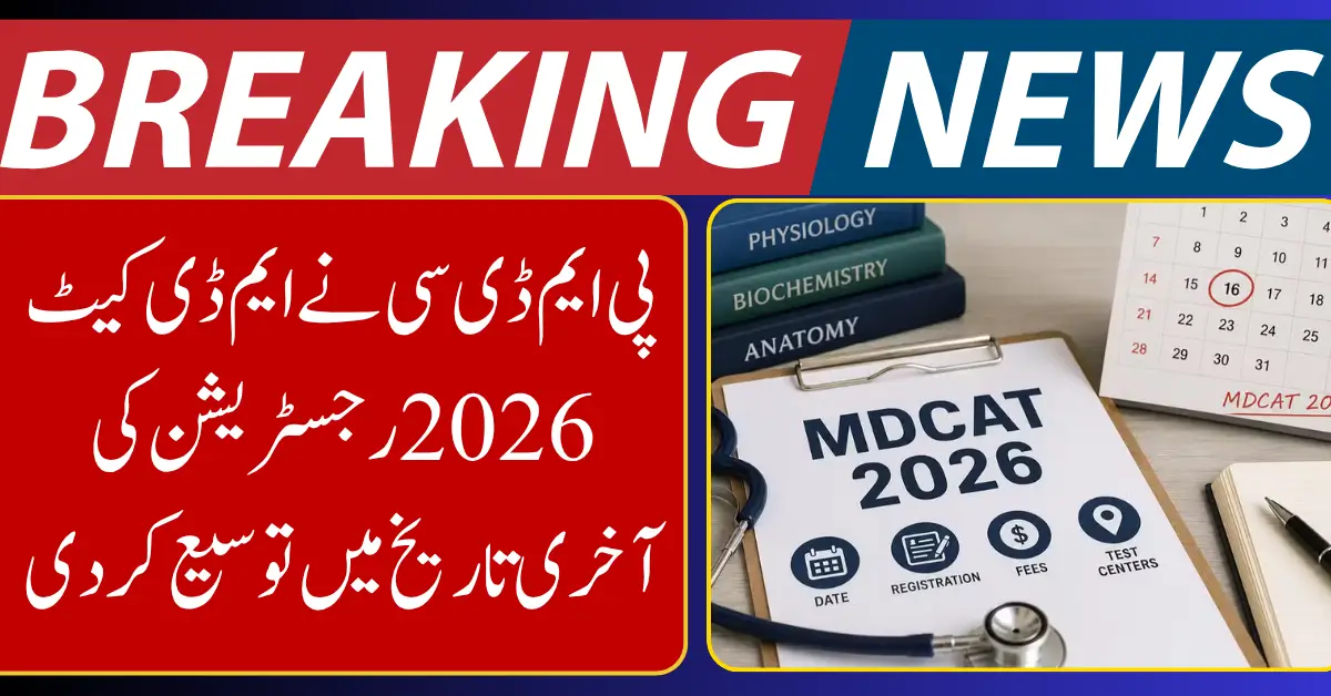 PMDC Extends MDCAT 2026 Registration Deadline